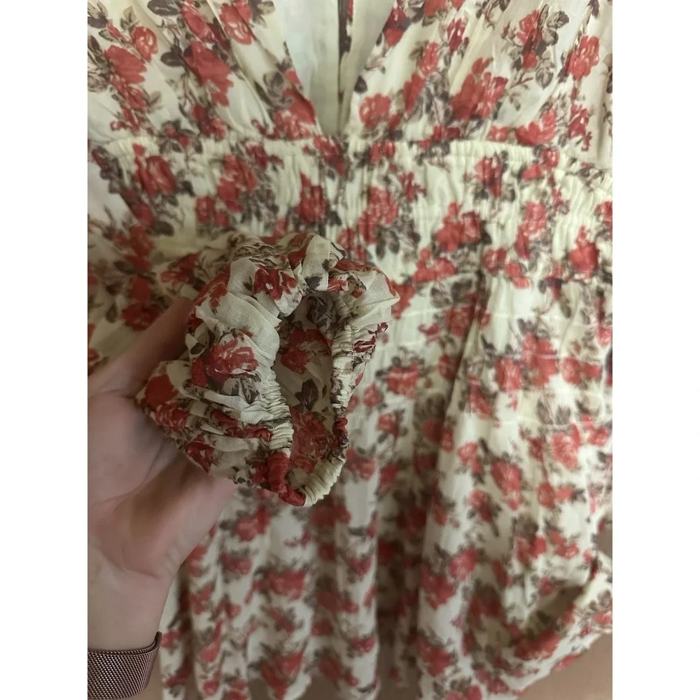 NWT Free People Women's Keep You Smocked Mini Dress Long Sleeve‎ Fall Floral